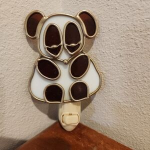 VINTAGE Stainglass  bear night light cover. Estate Piece